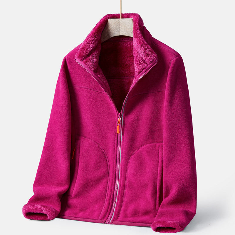 Women's Fleece Cardigan Sweater Coat – Double-Sided Soft Outerwear