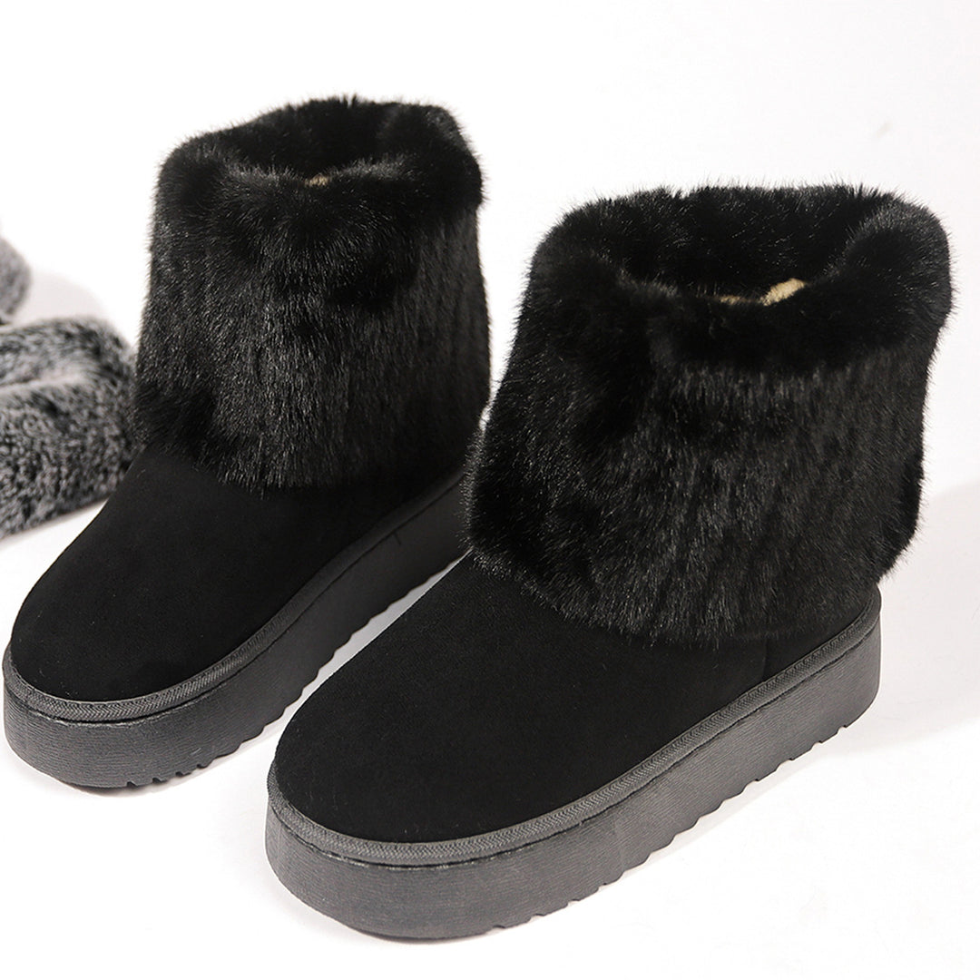 Women's Platform Mid Boots – Furry Plush Lined, Thick Sole Comfort