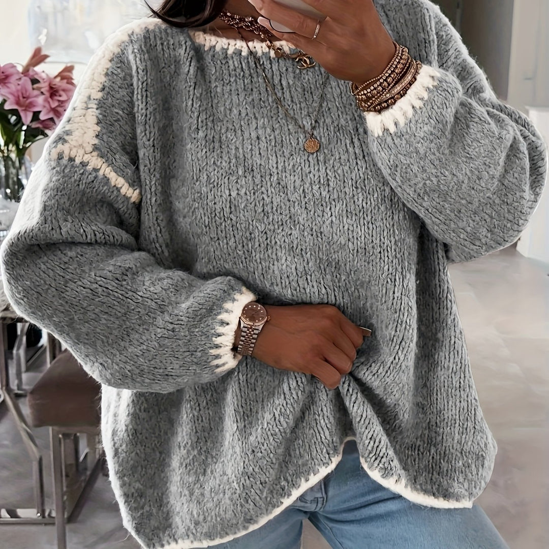 Off-Shoulder Chenille Sweater for Women – Soft Relaxed Fit Knit