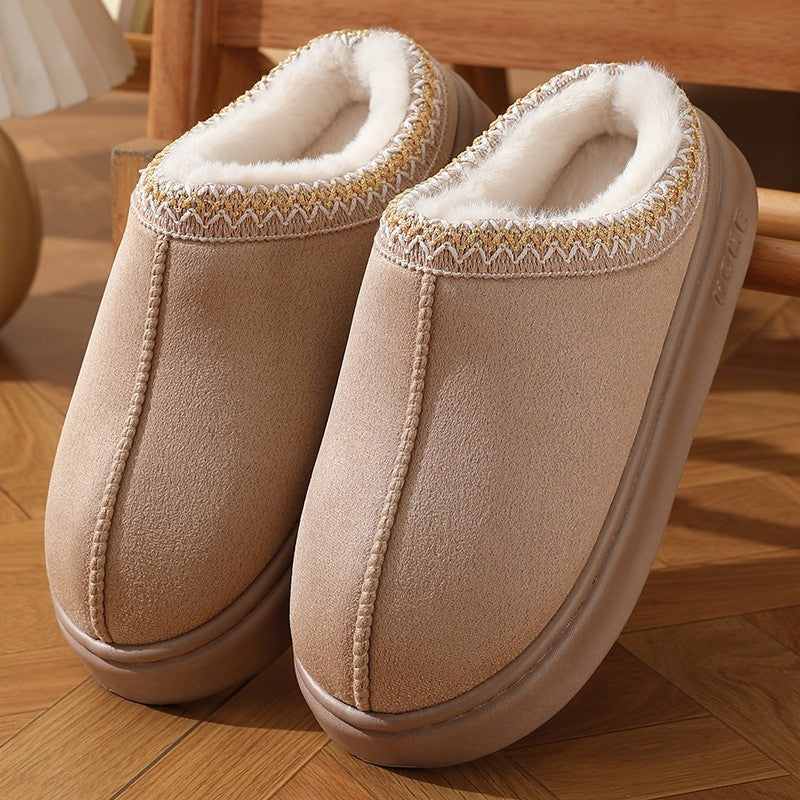Women's Velvet Slippers Closed-Toe with Thick Lightweight Sole