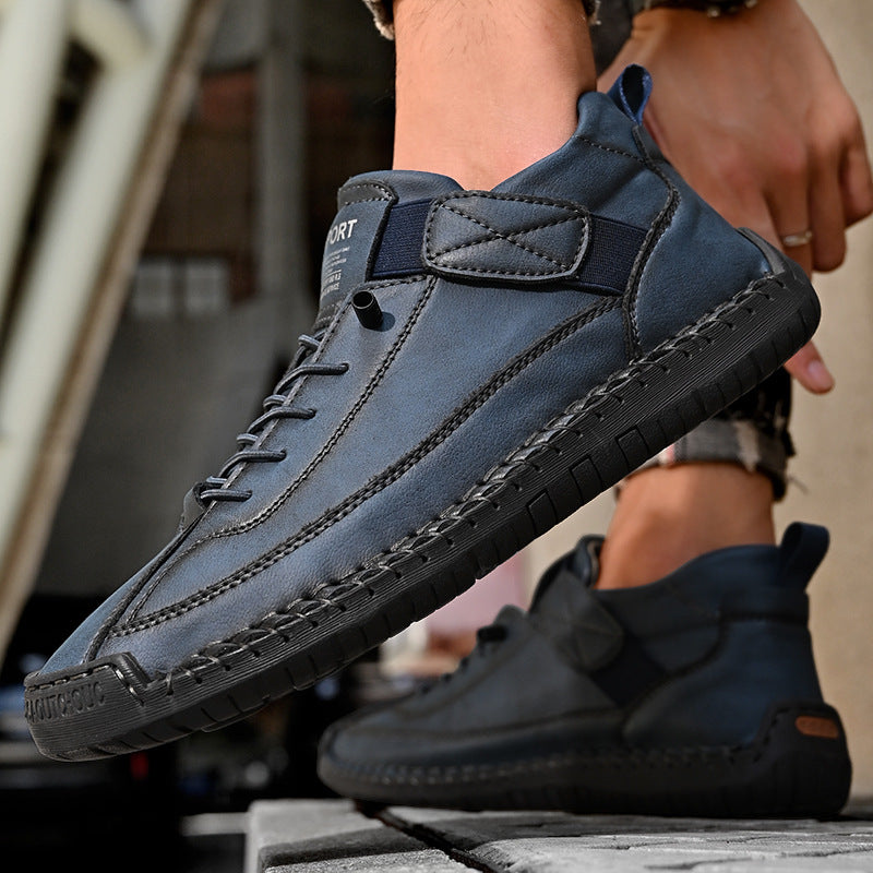Men's Mid-Top Sneaker – Breathable Textured Upper, Stitched Sole