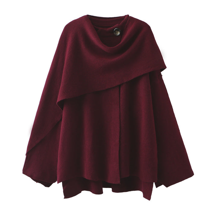 Knit Jacket for Women – Soft Knit Asymmetric Scarf Pullover