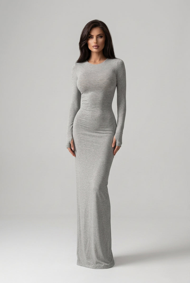 Women's Jumpsuit – Long Sleeve, High Waist, Fishtail Hem