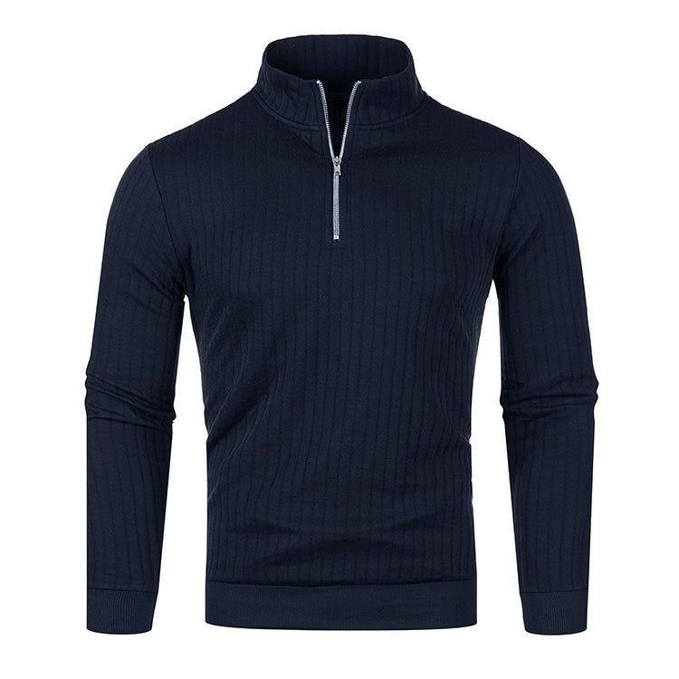 Men's Slim Quarter-Zip Sweater – Soft Knit Stand Collar Pullover