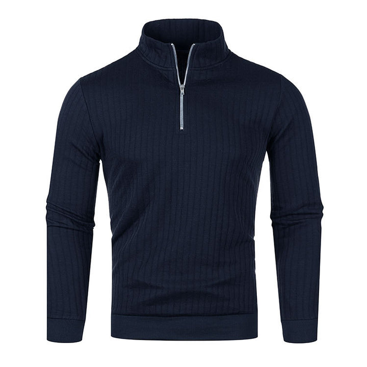 Men's Slim Quarter-Zip Sweater – Soft Knit Stand Collar Pullover