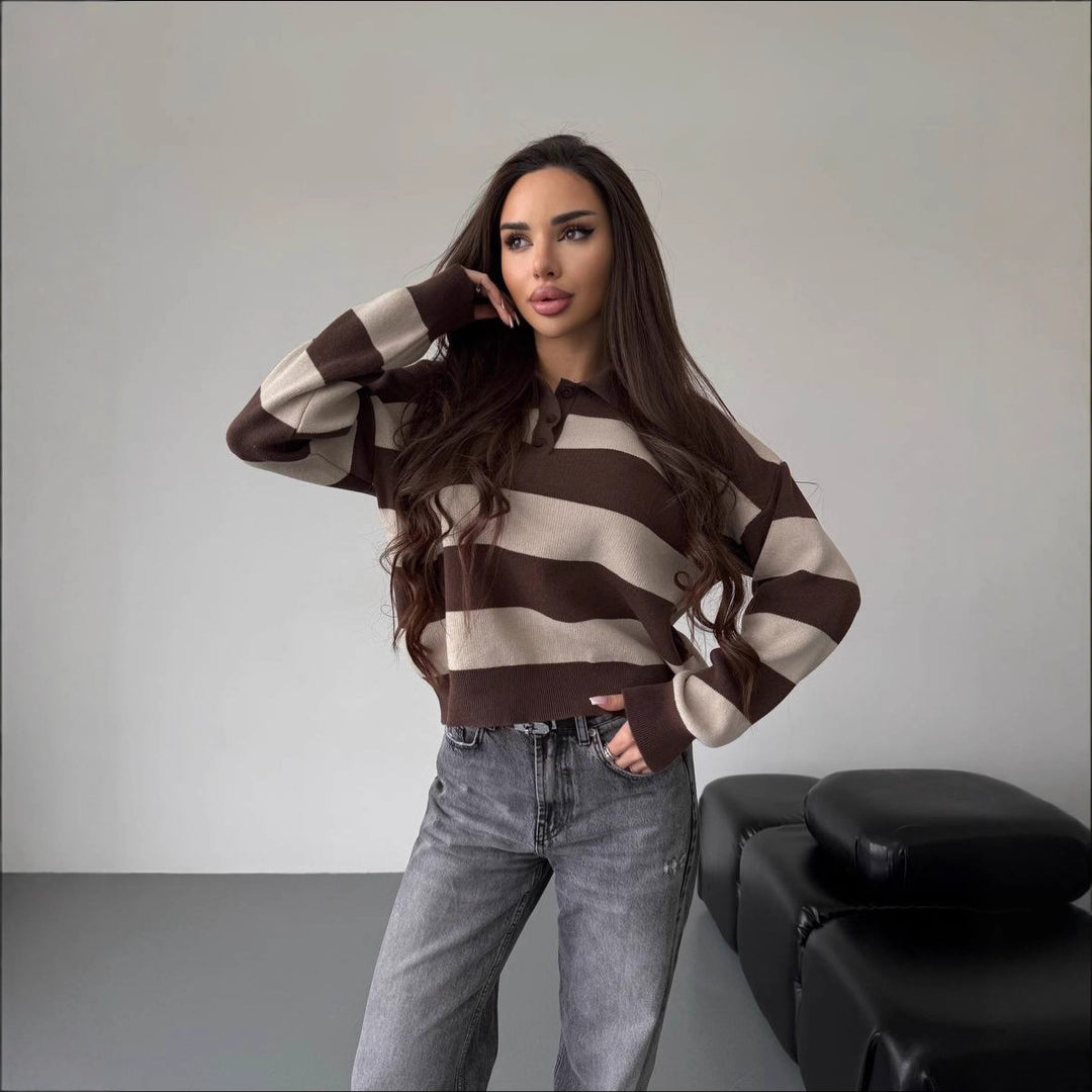 Women's Half-Zip Sweater in Soft Viscose Knit – Relaxed Lapel Pullover