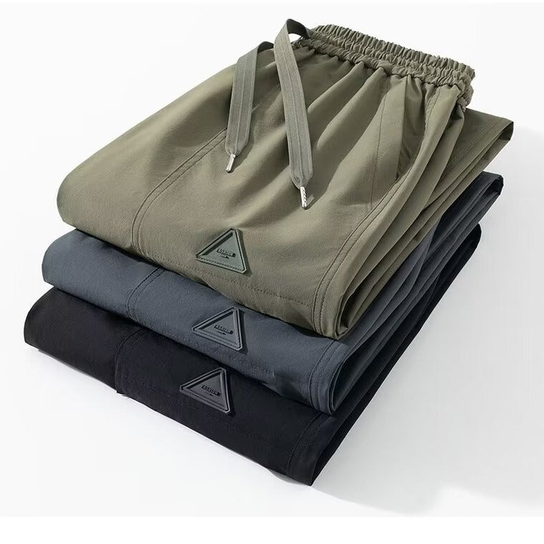 Men's Baggy Straight Trousers – Structured Cotton Full-Length Fit