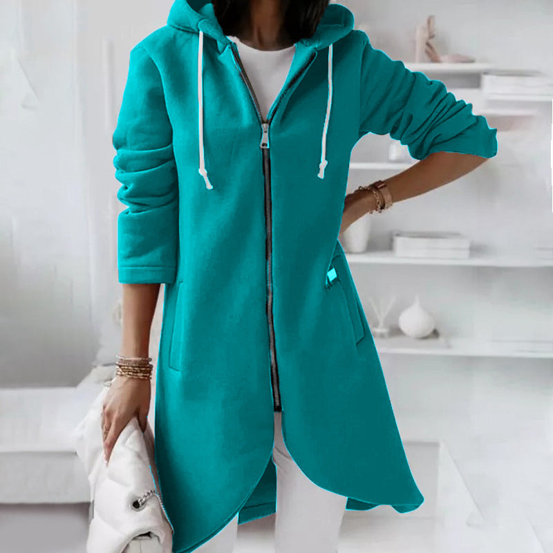 Women's Longline  Zip-Up Hoodie – Soft Cotton Relaxed Fit
