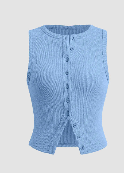 Women's Slim Fit Sleeveless Vest – Modern Cropped Cardigan Style