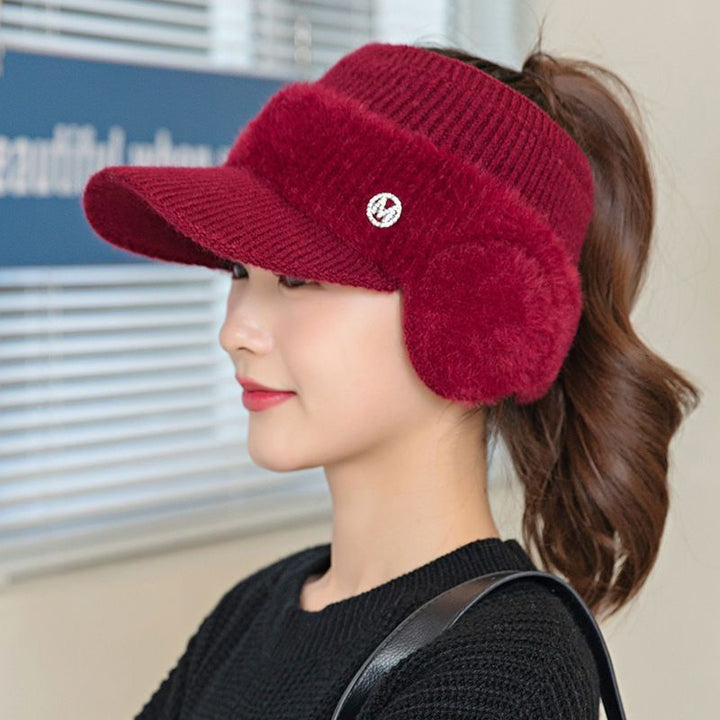 Women's Open-Crown Knitted Hat – Ear Protection for Updo Styles