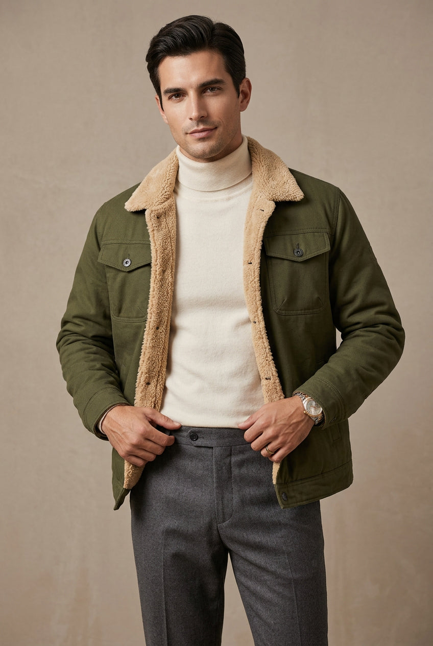 Men's Workwear Jacket – Cotton, Solid Color, Durable & Comfortable