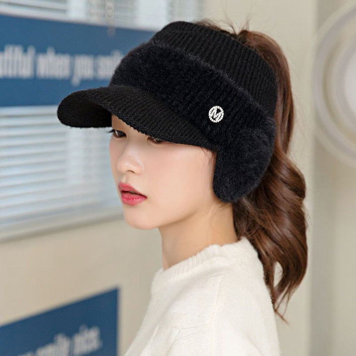Women's Open-Crown Knitted Hat – Ear Protection for Updo Styles