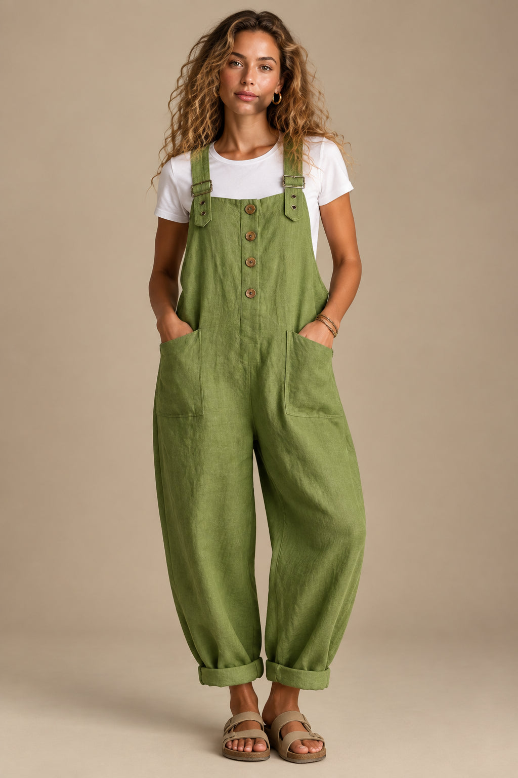 Women's Straight-Leg Overall Jumpsuit – High Waist Minimalist Style