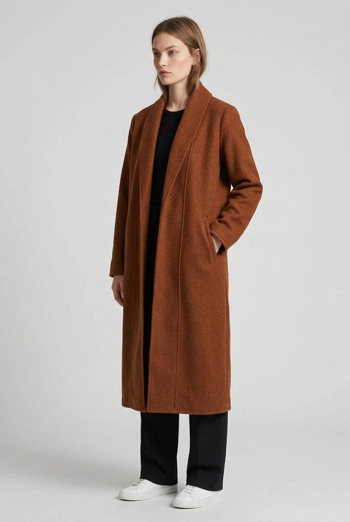 Women's Long Loose Cardigan Coat – Relaxed Lapel Silhouette