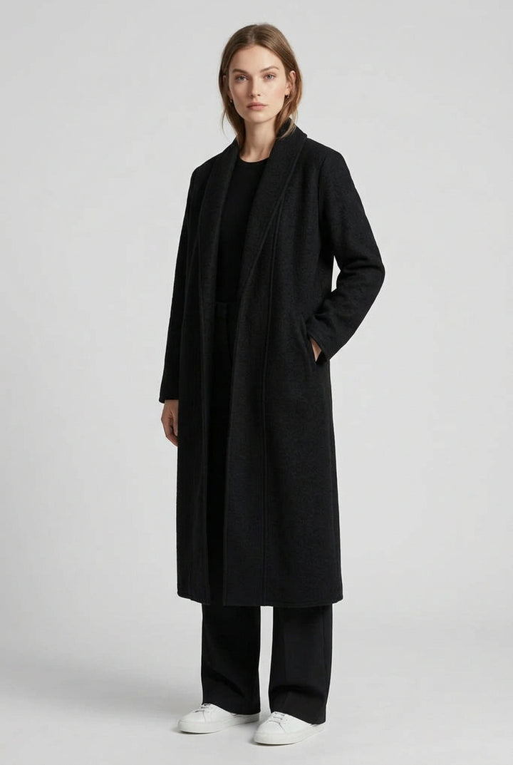 Women's Long Loose Cardigan Coat – Relaxed Lapel Silhouette