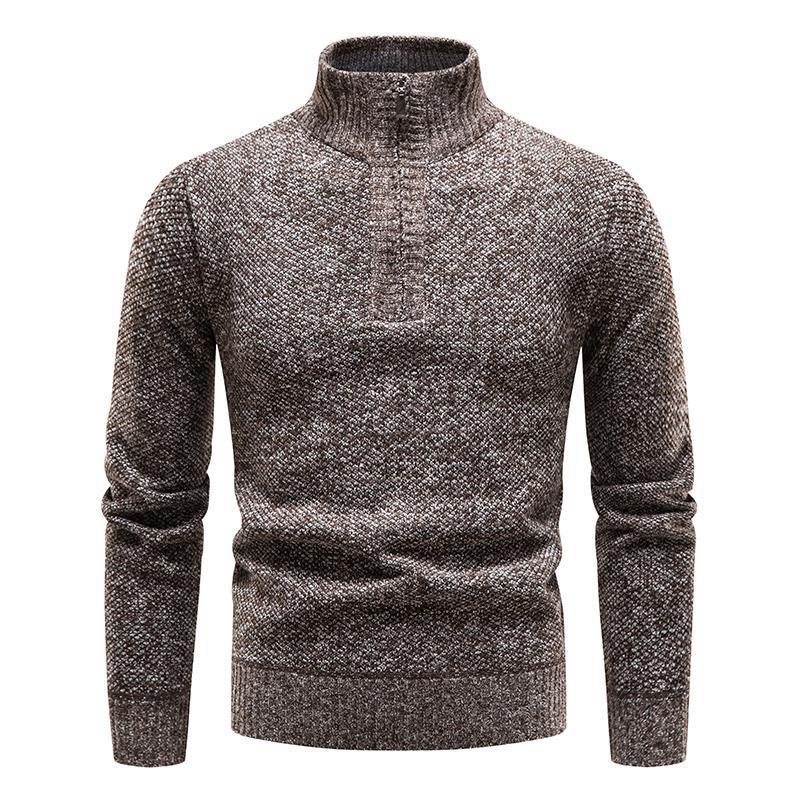 Men's Jacquard Pullover High Neck Sweater – Slim Half-Zip Comfort