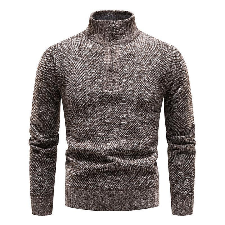Men's Jacquard Pullover High Neck Sweater – Slim Half-Zip Comfort