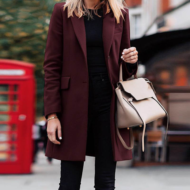 Women's Mid Length Blazer – Sharp Tailoring with Double-Breasted Front