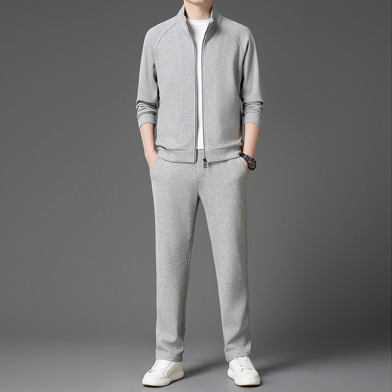 Men's Sportswear Set – Stand Collar Jacket and Full-Length Pants