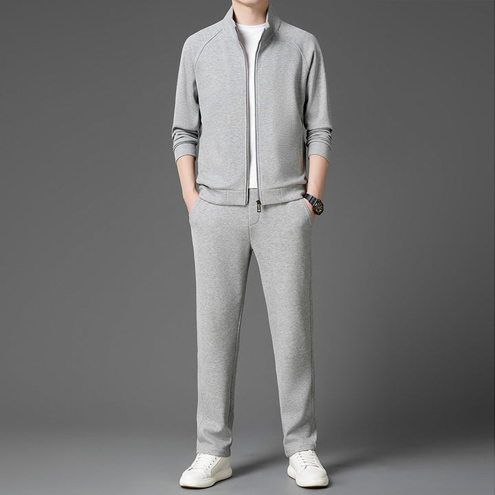 Men's Sportswear Set – Stand Collar Jacket and Full-Length Pants