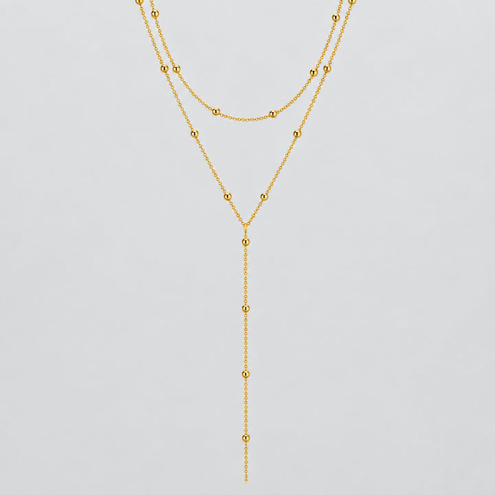 Layered Bead Tassel Necklace for Women – Minimalist Y-Shape Jewelry
