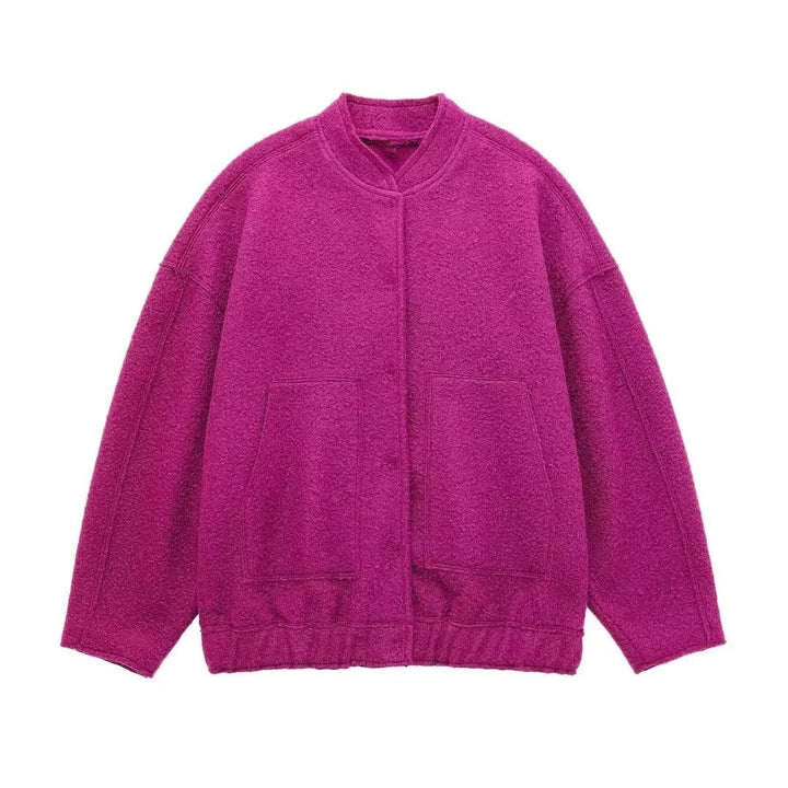 Women's Bomber Jacket Coat – Relaxed Fit with Utility Pockets