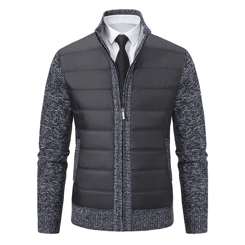 Men's Fleece-Lined Cardigan Coat – Stand Collar & Thickened Layer