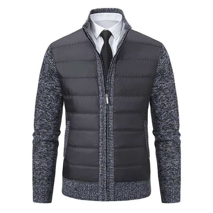 Men's Fleece-Lined Cardigan Coat – Stand Collar & Thickened Layer