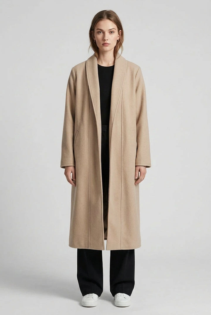Women's Long Loose Cardigan Coat – Relaxed Lapel Silhouette