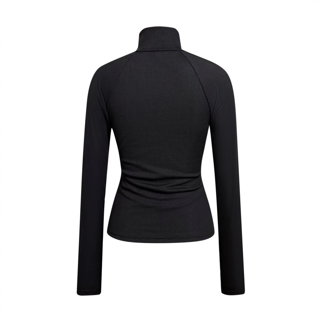 Women's Zip Collar Knit Pullover Top – Stretch Slim-Fit Design