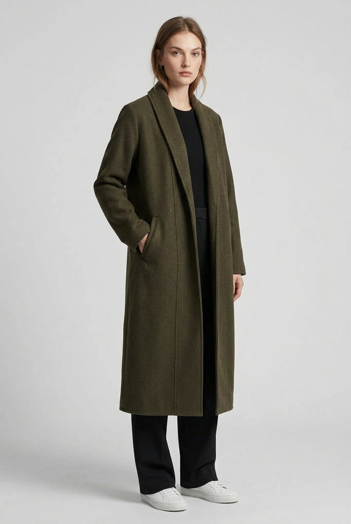 Women's Long Loose Cardigan Coat – Relaxed Lapel Silhouette