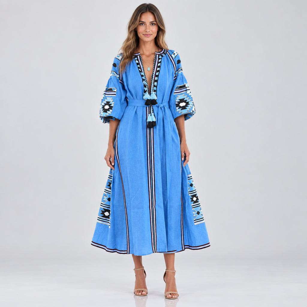 Midi Dress for Women – Printed Digital Art, Lightweight Fluid Fit