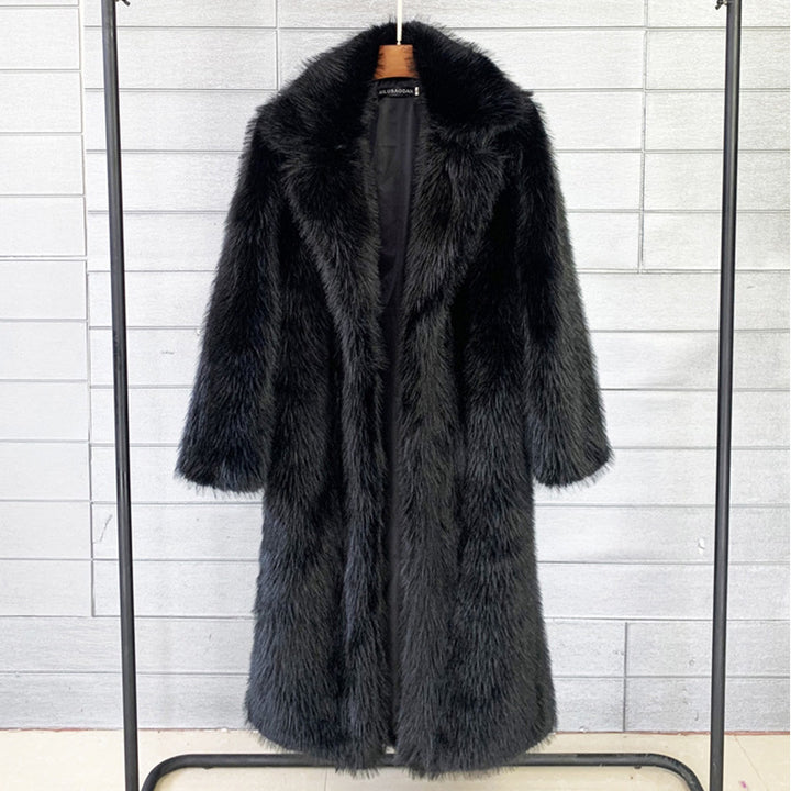 Women's Suit Collar Faux Fur Coat – Relaxed Urban Silhouette