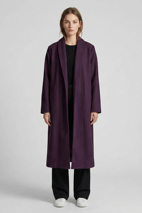 Women's Long Loose Cardigan Coat – Relaxed Lapel Silhouette