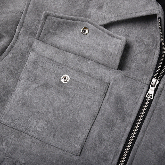 Men's Cotton Zip Jacket – Multi-Pocket Minimalist Design