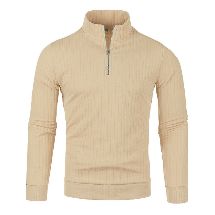 Men's Slim Quarter-Zip Sweater – Soft Knit Stand Collar Pullover