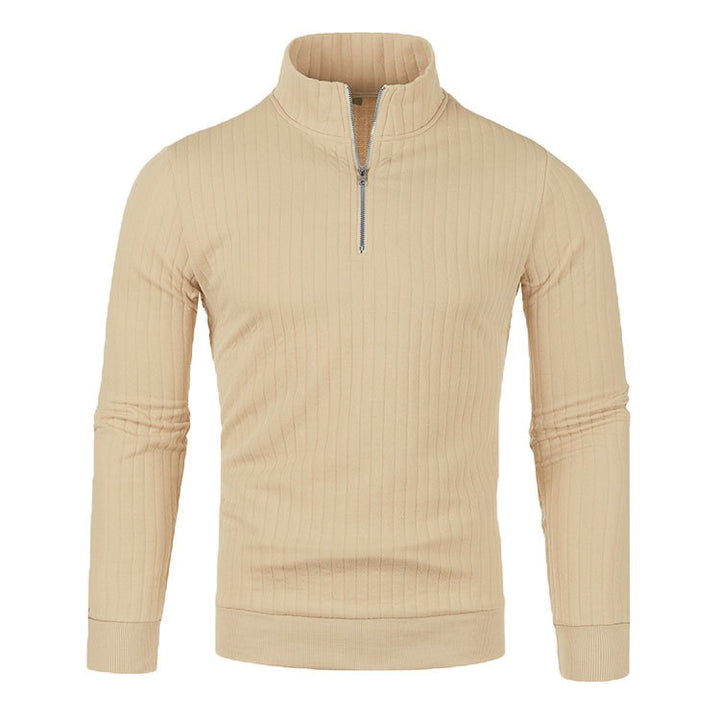 Men's Slim Quarter-Zip Sweater – Soft Knit Stand Collar Pullover