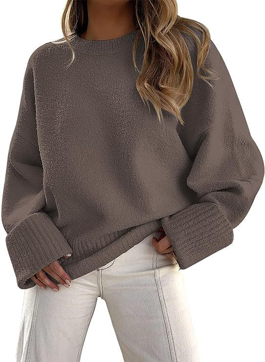 Women's Plush Knit Sweater Top – Relaxed Silhouette, Soft Texture