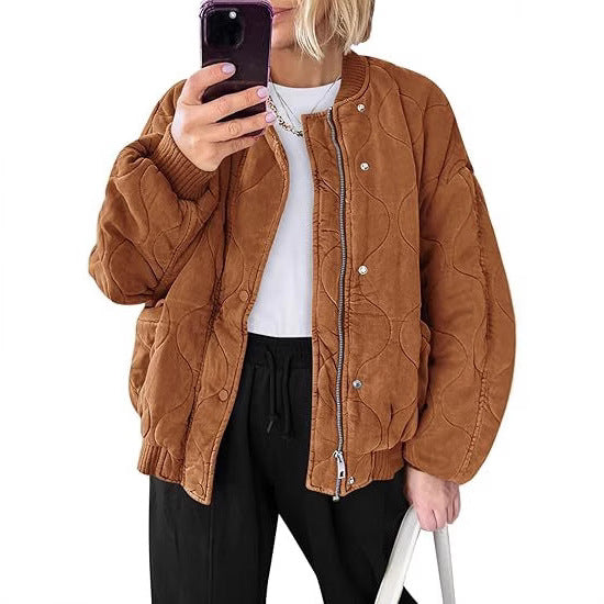 Women's Cotton Jacket – Loose Fit Pilot Baseball Style
