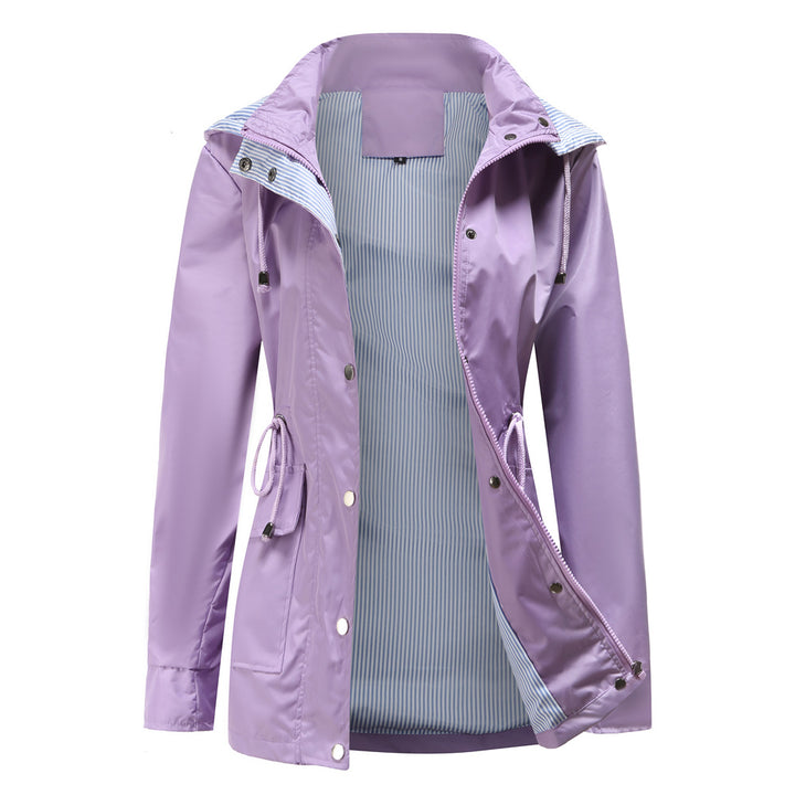 Women's Lightweight Jacket with Striped Lining, Adjustable Waist