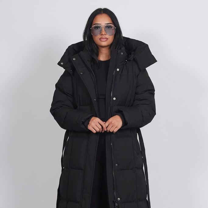 Women's Long A-Line Puffer Coat – Thick Quilted Warmth with Pockets