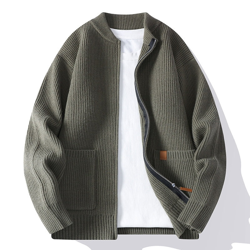 Men's Striped Knit Cardigan Jacket – Straight Fit Everyday Layer