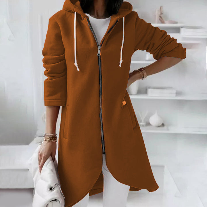Women's Longline  Zip-Up Hoodie – Soft Cotton Relaxed Fit