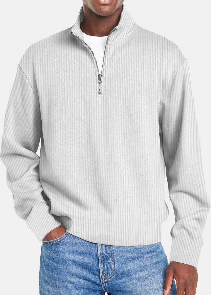 Men's Zipper Sweater - Slim Fit Sporty Knit, Long Sleeve