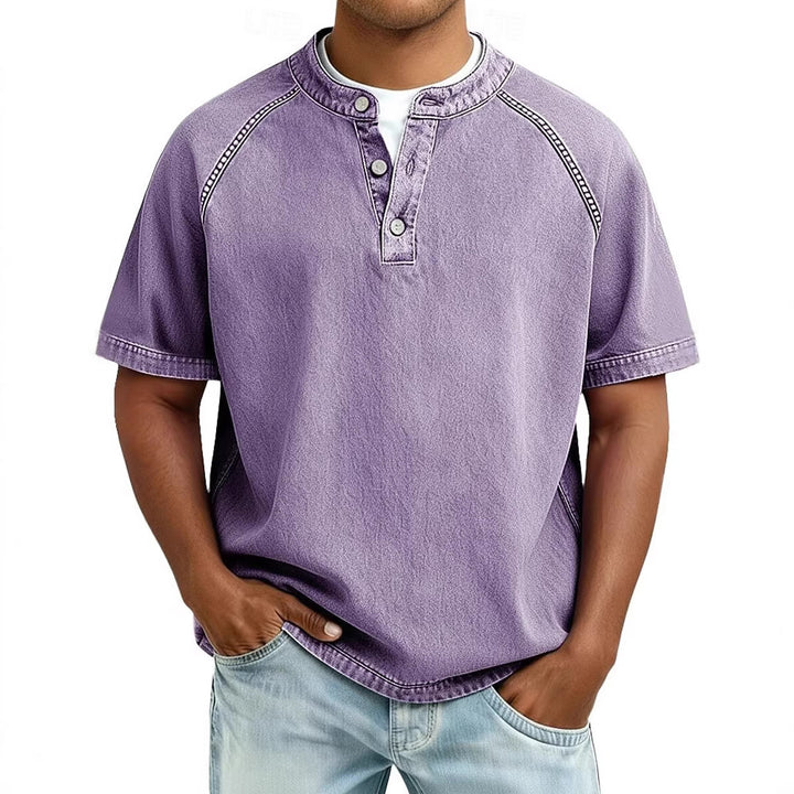Men's Short Sleeve Button-Down Shirt – Loose Fit Cotton Casual