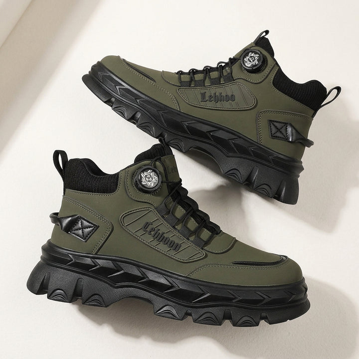 Men's Work Boots – Waterproof Leather Platform with Non-Slip Sole