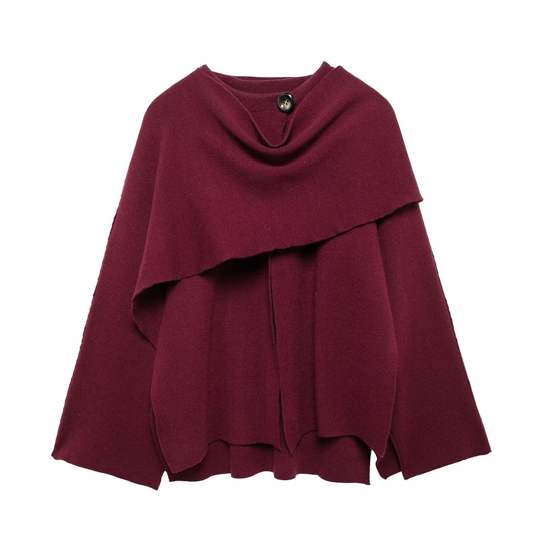 Knit Jacket for Women – Soft Knit Asymmetric Scarf Pullover