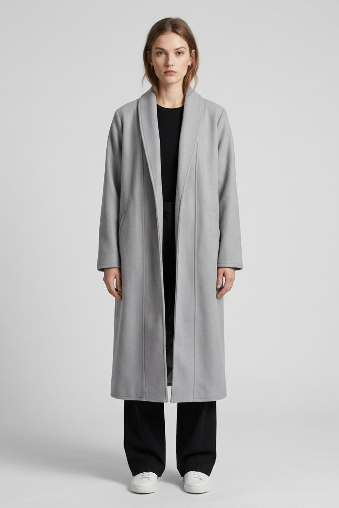 Women's Long Loose Cardigan Coat – Relaxed Lapel Silhouette