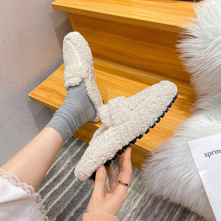 Women's Lambswool Slipper – Cushioned Flat Indoor Comfort