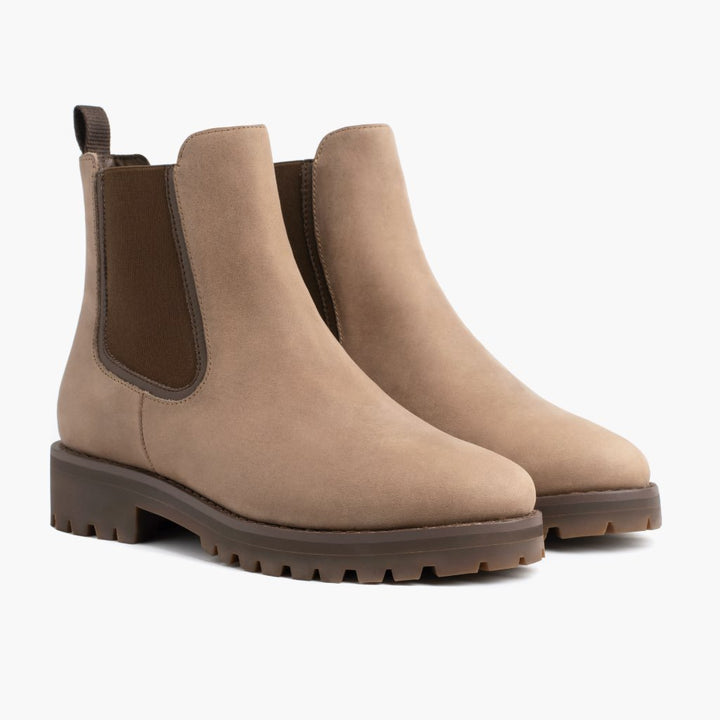 Women's Chunky Platform Ankle Boot – Vegan Leather Round Toe